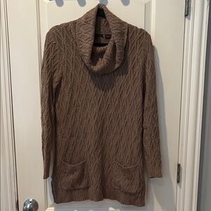 JEANNE PIERRE Brown Cable Knit Cowl Neck Sweater